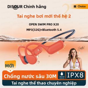 Tai Nghe Dẫn Xương X20 Bluetooth 5.4 Không Dây Thể Thao Chống Nước IPX8 Độ Sâu 30M Tích Hợp Máy Nghe Nhạc MP3 Dùng Được Khi Bơi