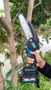Máy Cưa Xích Dùng Pin|Máy Cưa Gỗ Cầm Tay Mini Pin 10cell Động Cơ Lõi Đồng Lam Dài 6inch Cắt Gỗ Tỉa Cành Cực Bén