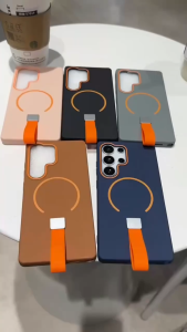 Soft Case Casing Matte Luxury Magnetic Strap For Samsung Galaxy S25 S24 S23 S22 Ultra FE S25 Edge A56 A55 A36 A16 A17 5G 4G Case Magnetik Matte Ring Strap Wireless Charger EC-261