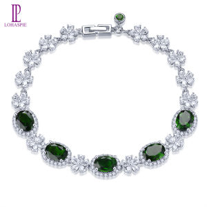 Lohaspie Jewelry: 925 Silver Rhodolite Garnet & Chrome Diopside Bracelet