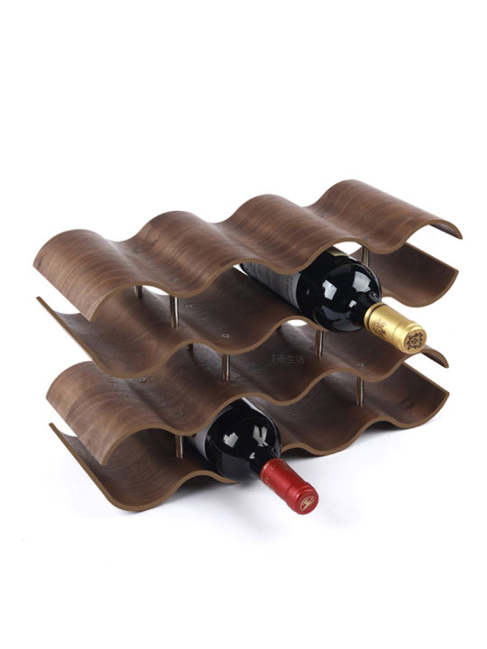 Grid Pattern Wine Rack Creative Solid Wood Wine Rack Display Stand Bottle Storage Home Use ...
