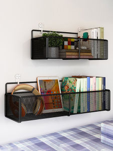 Bedside Wall-Mounted Storage Basket Dormitory Top Bed Iron Organizer Rack No-Drilling Required for Miscellaneous Items
