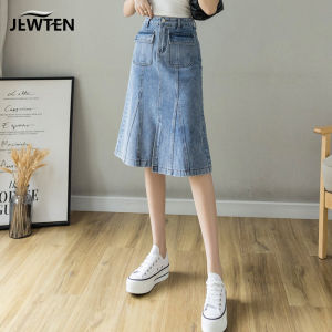 Summer High Waist A-Line Midi Skirt Womens Denim Half-length Fish Tail Skirts Spring Autumn New Small Size Fashionable