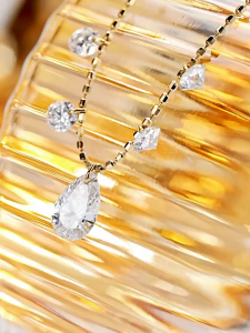 Queensun Necklace for women 18K white gold lab grown diamond 2.05 Carat starry sky necklace pendant for women with adjustable collarbone chain Necklace for women gift