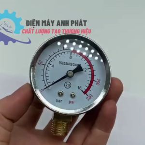 Đồng hồ áp suất chân ren 13-14mm dùng cho máy nén khí máy hơi có dầu 2HP  ĐHASL2560