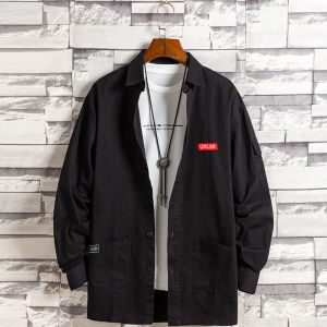 Áo Sơ Mi Dài Tay Cotton Nguyên Chất Mùa Thu Phong Cách Nhật Bản Quần Áo Công Sở Màu Trơn Thời Trang Rộng Rãi Cho Thanh Thiếu Niên