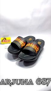 Sandal Selop Pria Wanita Distro Thrasher / Sandal Flip Flop Free Paperbag / ARJUNA 687