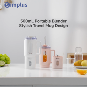 Simplus【Christmas-Gift】Juicer Blender 500mL Large Capacity 8-10 Cup Long Battery Life Wireless Juicer Cup Fashionable To-Go Travel Mug IPX6 Waterproof Fruit Vegetable Juice For Car and Home