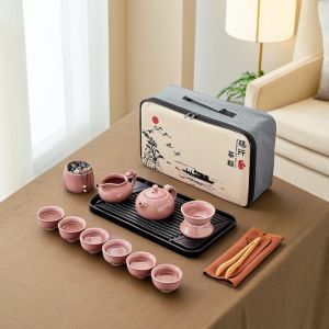 Bộ Trà Đi Du Lịch Bằng Gốm Sứ Cao Cấp Di Động Ngoài Trời Cho Khách Hàng Quà Tặng Bộ Trà Pha Trà Gongfu Chất Lượng Cao