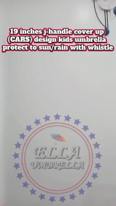 (ELLA SHOP) 19 inches j-handle with Cover-up Umbrella Cars Design for kids boy High Quality