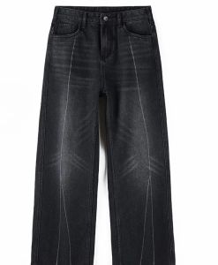 IELGY Mens New Washed All-match Jeans Blue Straight Trousers