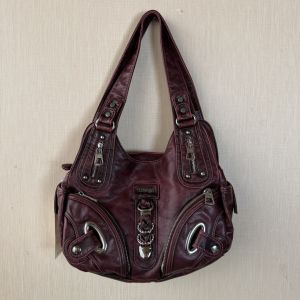 Wine Red Motorcycle Bag Metal Decorations Large Capacity