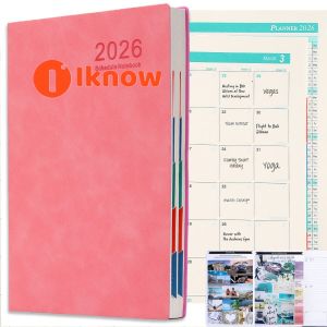 I know 365-Day 2026 Portable A5 Pocket Planner Pu Cover Daily Weekly Schedule Notebook Calendar Journal School Office Supplies Agenda Notebook