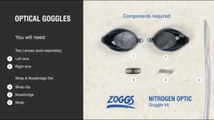Zoggs Australia Swimming Nitrogen Optic Prescription Single Lens Swim Goggles (-1.5 to -5.0)