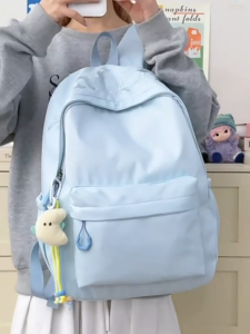 Cute Embroidery Backpack for Women Girls Lightweight Nylon School Bag Large Capacity Aesthetic Daypack Casual Travel 930