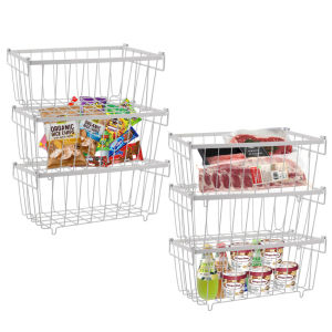 ตระกร้ามีหูจับตกแต่งช่องตู้เย็นเก็บของ