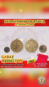 San Antonio de Padua at San Banito Cross Pendant - Filipino Brass Medallion / Ethnic Brass Pendant