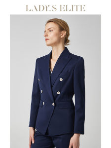 LadyS Elite | Navy Blue Wool Womens Suit Business Casual
