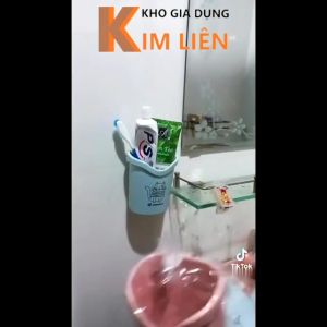 Ly cốc dán tường nhà tắm tiện ích nhựa VIỆT NHẬT 10x7.5x11cm - Đựng bàn chải kem đánh răng - Chính hãng 6370