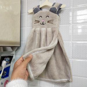 Cute Hanging Wipe Towel Double-Layer Thickened Kitchen Bathroom Absorbent Towel Hand Towel Cartoon Children Wipe Towel