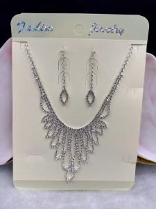 2in1 Fashionable Rhinestones Necklaces w/ Earrings Jewerly Set Womens Accessories