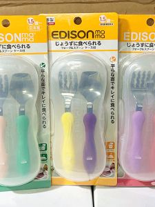 KJC Edison Childrens Dining Set Stainless Steel Fork Spoon Slim Portable with Box Japanese Style ly Popular Daily Gift