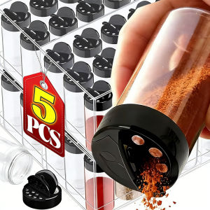 5PCS Clear Spices Bottle Salt Pepper Shakers Plastic Barbecue Seasoning Jars Condiment Box Home Kitchen Powder Storage Can
