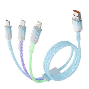 Cáp Sạc Nhanh 3 Trong 1 USB-Type C 240W Với Cổng USB A & 2 Cổng Type-C Hỗ Trợ Truyền Dữ Liệu Cho Samsung S24 Xiaomi Huawei Android - Màu Trắng 1m