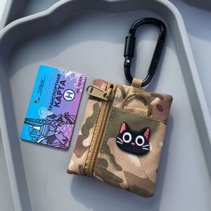 Cute Cat Outdoor Mini Portable EDC Gadgets Molle Pouch Key Wallet Travel Purses Hiking Waist Wallet Tactical Zipper Belt Bag