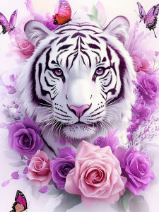 Huacan DIY Diamond Painting Tiger Animal Embroidery Flower Full Square Round Mosaic Rhinestones Painting Decor For Home