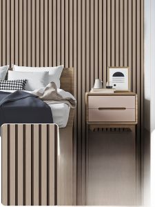 Self-Adhesive 3D Wall Decal Wood Grain Finish Waterproof Moisture Proof Living Room Background Sticker PVC Material Geometric Pattern