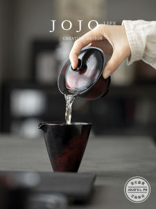 Handmade Japanese Minimalist Style Tea Bowl Cover Rough Ceramics Red Tea Brewing Bowl JOJOS L. PD Pull Vintage Hand-Painted