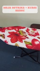 MEJA SETRIKA + KURSI SANEC TERBARU / MEJA SETRIKA DENGAN KURSI / MEJA SETRIKA PORTABLE / MEJA SETRIKA AWET