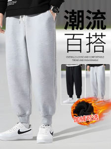 กางเกงลำลองผู้ชาย ฤดูใบไม้ร่วง/ฤดูหนาว กางเกงขายาวทรงหลวม ผ้าขนแกะหนา กางเกงขายาวทรงหลวมสำหรับผู้หญิง กางเกงขายาวลำลอง