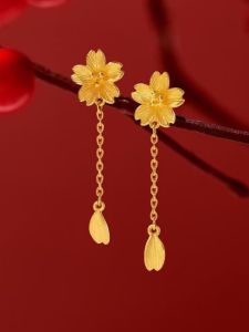 Fashionable Ethnic Style Flower Tassel Earrings Womens Sweet All-Match Non-Rust Colorful Long Lasting Allergy Free Ear Jewelry