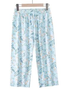 Middle-Aged and Elderly Capri Pajama Pants Womens Thin Women Pure Cotton Shorts Loose plus Size Summer Mom Pants