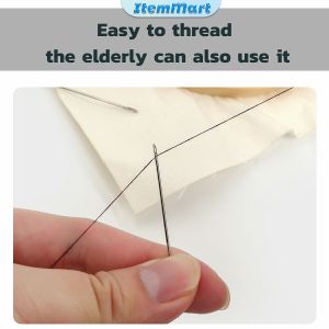 12 PCS Blind Sewing Needles Elderly Big Hole Stainless Steel Needle for Sewing Household DIY Beading Threading Needles