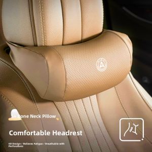 TUSHUGUANG | Nappa Leather Car Headrest Neck Pillow & Back Support