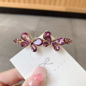 Kẹp Tóc Bướm Pha Lê Cao Cấp Cho Phụ Nữ Có Lò Xo Kẹp Lưng Não Nửa Tuck Phụ Kiện Tóc Phong Cách Hàn Quốc Hàng Mới Về