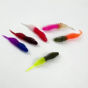 30Pcs Two Color Thread Bubble Needle Tail Soft Plastic Worm 50mm 1g Wacky Rig Drop Shot Lure Freshwater Saltwater Bait For Bass