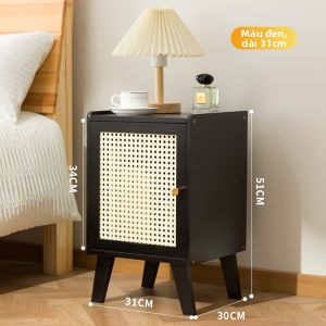 Tủ Đựng Bên Cạnh Minimalist Rattan Gỗ Nguyên Khối