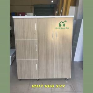 TỦ NHỰA QUẦN ÁO TRẺ EM 1M25 X 1M06 MÀU XÁM VÂN GỖ CỰC XINH HCM