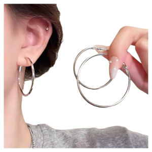 2024 New Pure Silver Hoops Earrings Women Fashion Luxury Minimalist Korean Style Geometric Pattern  out  Stock