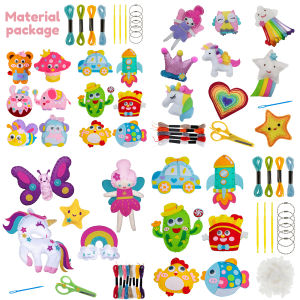9/5Pcs DIY Sewing Kit for Kids Cute Animal Sewing Craft Set Handmade Keychain Ornaments for Children for Kids Beginners Gifts
