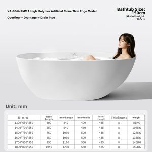 Oval Double Occupant Acrylic Stone Freestanding Bathtub