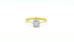 แหวนเพชรของแท้ กระจุกสวยงาม พอดีๆ ทองแท้ 9k 37.5% ME555