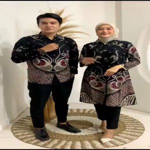 Best Baju Batik Couple Lengan Panjang Motif Terbaru - Kemeja Slimfit & Tunik Model Floy