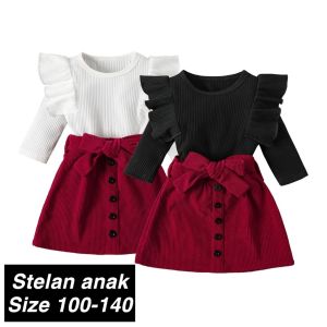 (LOLI-JKT) BS-284 SET ANAK CEWEK ROK CORDUROY HITAM PUTIH SIZE 90-140