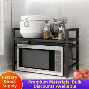 Adjustable Double-layer Storage Rack for Microwave Oven and Rice Cooker