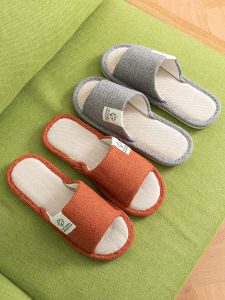 Indoor Cotton Linen Slippers Womens Anti-Slip Home Use Floor Slides Couples Summer Comfortable Breathable Absorbent Home Shoes